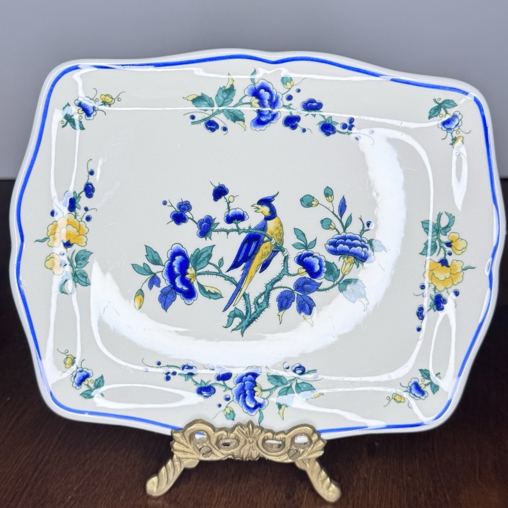 Villeroy & Boch Phoenix Blau Platter Bird Floral Porcelain 8x6.5 Germany